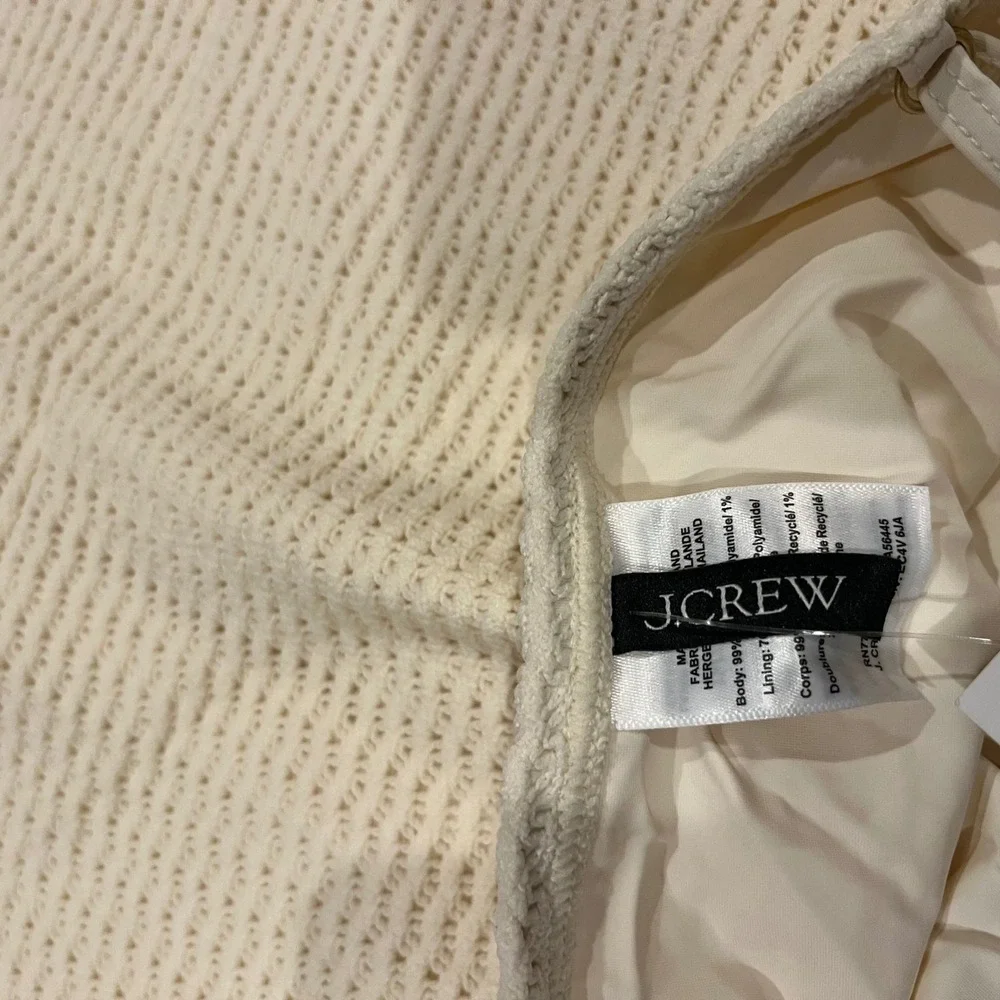 J Crew Crochet Swimsuit One Piece Swim Textured Ivory‎ Cream C1290 New Size 14